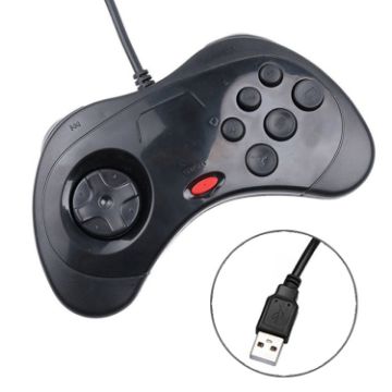USB Game Controller for Sega Saturn - Black | Computer Handle - 1