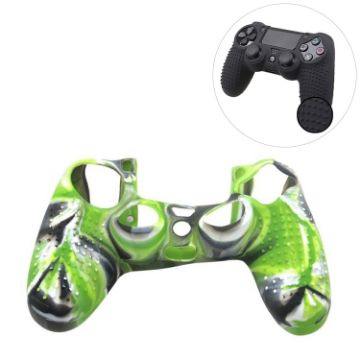 Non-slip Silicone Protective Case for Sony PS4 - Black & Green - 1