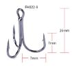 HENGJIA 20 PCS Black High Carbon Steel Fishing Treble Hooks - 4