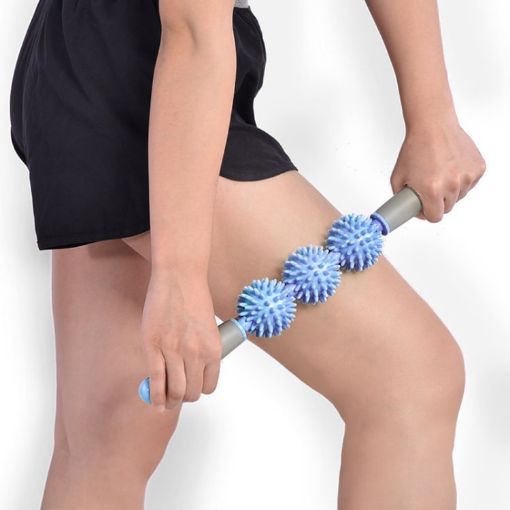 Triple Hedgehog Balls Massage Stick for Neck, Leg, Hand - Purple Yoga Care - 1