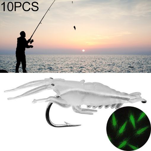 10 PCS 4cm Fluorescent Soft Shrimp Bait Lures with Hook - 1