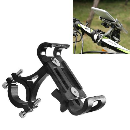 Universal Aluminum Alloy Phone Holder for Motorcycle & Bicycle (Black) - 1