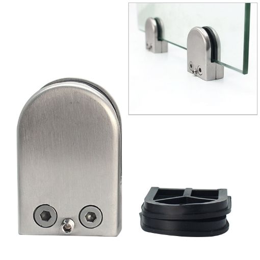 Concave Curved Bottom Matte 304 Stainless Steel Glass/Wood Clamp Bracket - 1