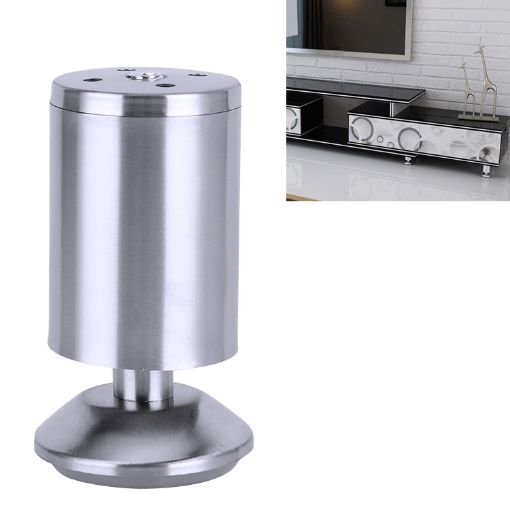 100mm Stainless Steel Column Sofa Cabinet Foot - Wire Drawing Finish - 1