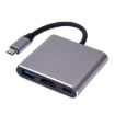 V125 USB-C Male to PD + HDMI + USB 3.0 Female 3-in-1 Converter Grey - 1