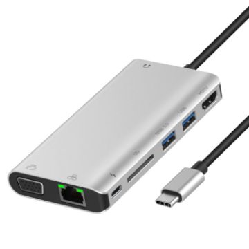 Onten 9591BD 8-in-1 USB-C Hub: PD Charging, Ethernet, USB 3.0, HDMI, VGA, SD, AUX - 1