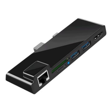 Rocketek SH768 6-in-1 Hub Adapter for Surface Pro 4: RJ45/USB 3.0/HDMI/SD/TF - 1