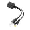 RJ45 POE Injector & Splitter Cable with 2.1x5.5mm DC Jack - Black - 2