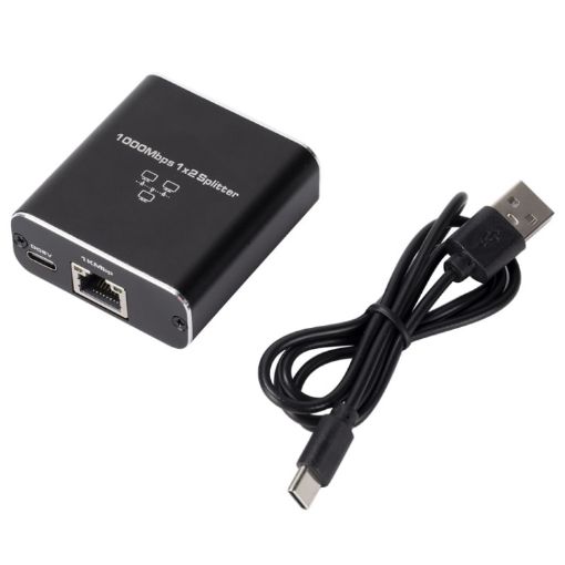OZHW3 RJ45 1 to 2 Splitter Adapter 1000M LAN Ethernet Connector - 1