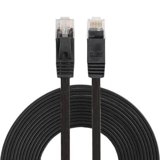 5m CAT6 Ultra-thin Flat Ethernet LAN Cable RJ45 Patch Lead Black - 1