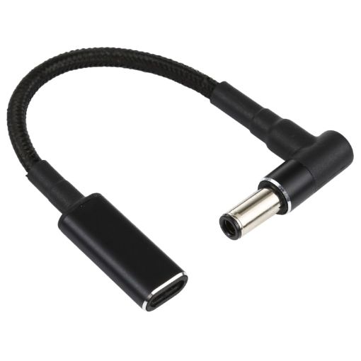 100W USB-C Adapter Cable 18.5-20V 6.0x0.6mm Nylon Braid Elbow - 1