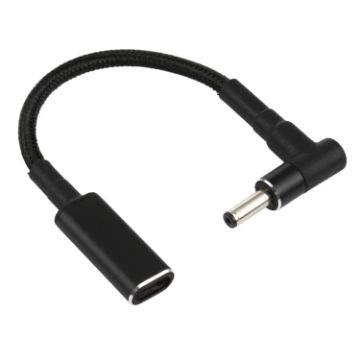 100W USB-C Adapter Cable 18.5-20V 3.5x1.35mm Nylon Braid Elbow - 1