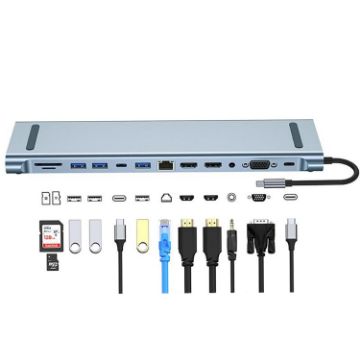 12-in-1 USB-C/Type-C Docking Station HUB Adapter BYL-2003U2 - 1