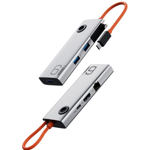 ROCK TR28 6-in-1 USB 3.0 HUB HDMI 4K Gigabit PD Charger Silver Black - 1