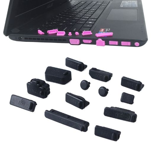 Universal Silicone Anti-Dust Plugs for Laptop - 13 in 1 (Black) - 1