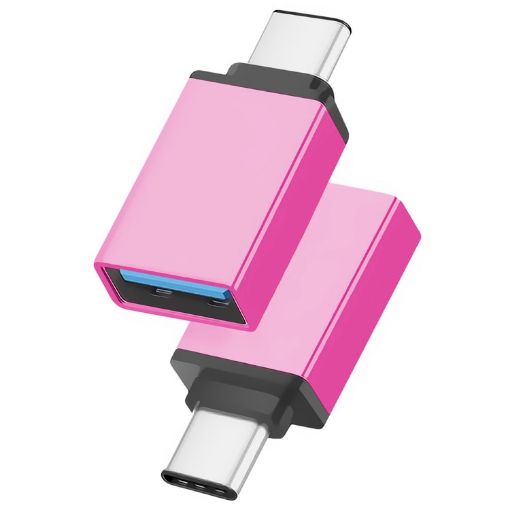 Magenta Aluminum Alloy USB-C 3.1 Male to USB 3.0 Female Adapter - 1