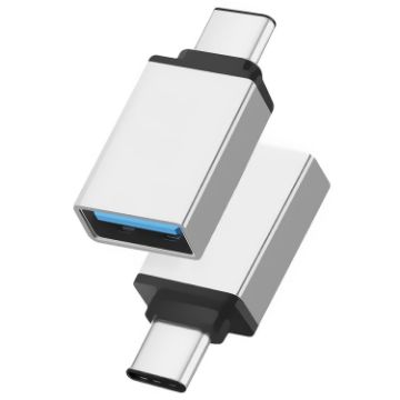 USB-C 3.1 Male to USB 3.0 Female Adapter, Aluminum Alloy, Silver - 1