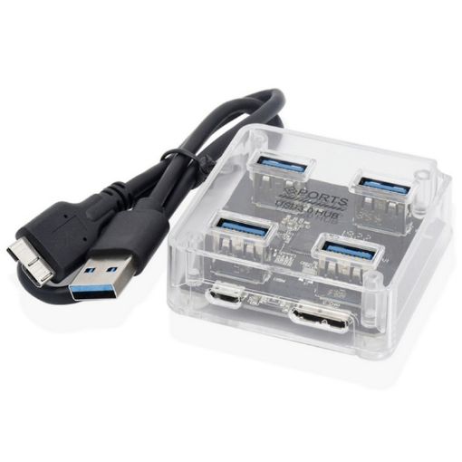 USB2.0 4 in 1 Multifunctional Transparent Desktop HUB Square Design - 1