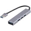 USB 3.0 Aluminum Alloy HUB Adapter with LED Indicator - Silver Grey - 1