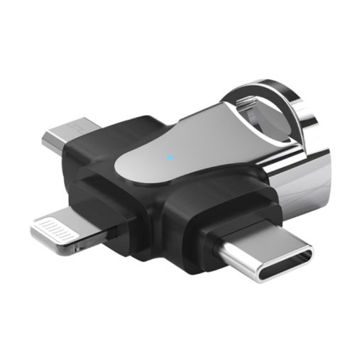 3 In 1 OTG Adapter Silver - USB Type-C, Micro USB, USB-A Connector - 1
