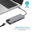 8 in 1 Type-C Adapter: HDMI, USB 3.0, LAN, VGA, TF/SD Reader (Grey) - 7