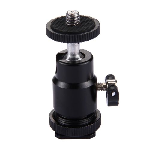 PULUZ Cold Shoe Tripod Head with Lock - 1/4 Inch Screw - 1