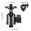 PULUZ Metal Tripod Ball Head Adapter with Knob Lock, 3/8" Screw, Black - 2