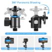 PULUZ Metal Tripod Ball Head Adapter with Knob Lock, 3/8" Screw, Black - 4
