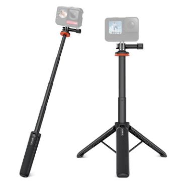 PULUZ Black Tripod Selfie Stick Stand for GoPro Action Cameras - 1