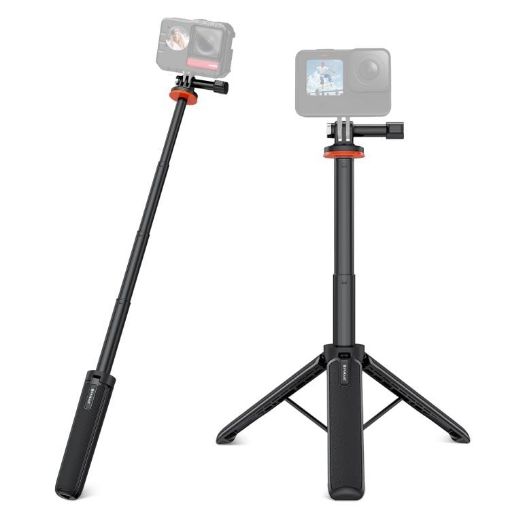 PULUZ Black Tripod Selfie Stick Stand for GoPro Action Cameras - 1