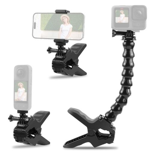 PULUZ Jaws Flex Clamp Mount with Phone Clamp for Action Sports Cameras - 1