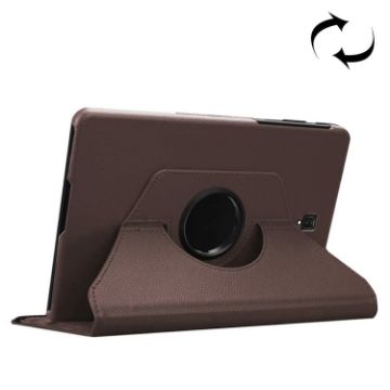 Galaxy Tab S4 10.5 Leather Case, Litchi Texture, 360 Rotation, Brown - 1