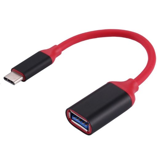 USB-C 3.1 Male to USB 3.0 Female OTG Adapter Cable, 15cm, Red - 1