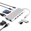11-in-1 USB-C Hub: VGA, LAN, 4 USB 3.0, SD/TF, HDMI, Audio, Silver - 1