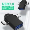 USB 3.0 Female to USB-C/Micro USB Male OTG Adapter with Sling Hole - 6