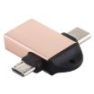 USB 3.0 Female to USB-C/Micro USB Male OTG Adapter with Sling Hole Gold - 3