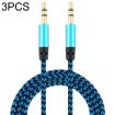 3 PCS K10 3.5mm Male to Male Audio Cable 1m Blue Nylon Braided - 1