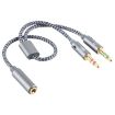 YH192 2 in 1 3.5mm Female to Mic + Audio Male Cable, 22cm, Grey - 2