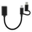 USB 3.0 Female to Micro USB & USB-C Male OTG Adapter Cable 11cm Black - 3