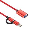 USB 3.0 Female to Micro USB & USB-C OTG Adapter Cable, 11cm Red - 4