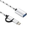 USB 3.0 Female to Micro USB & USB-C OTG Adapter Cable, 11cm Silver - 4