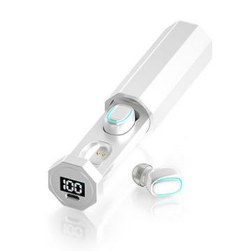 C1 Bluetooth 5.0 TWS Earphones with Touch Display & Charging Box (White) - 1