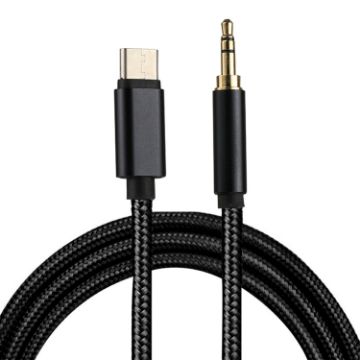 1m Black Weave Type-C to 3.5mm Audio Cable - Male to Male - 1