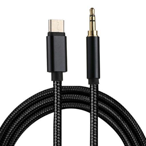 1m Black Weave Type-C to 3.5mm Audio Cable - Male to Male - 1