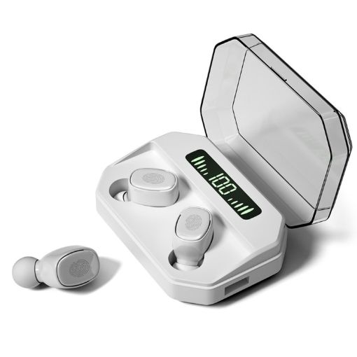 M8 Bluetooth 5.0 TWS Earphones with Touch Display & Charging Box - White - 1