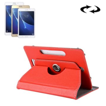 7" Tablet Leather Case 360 Rotating for Galaxy, Asus, Huawei (Red) - 1