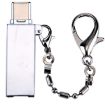 USB 2.0 Female to USB-C Male Adapter with Chain - Silver Aluminum Alloy - 4