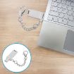 USB 2.0 Female to USB-C Male Adapter with Chain - Silver Aluminum Alloy - 6