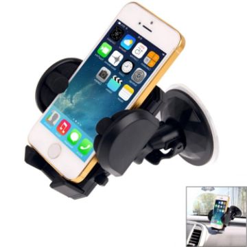360 Rotation Suction Cup Car/Desktop Holder for Smartphones (Black) - 1