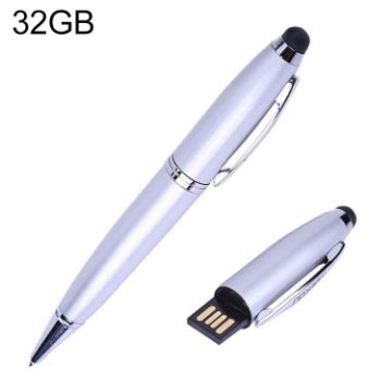 2 in 1 Pen Style USB Flash Drive, Silver, 32GB Storage Capacity - 1